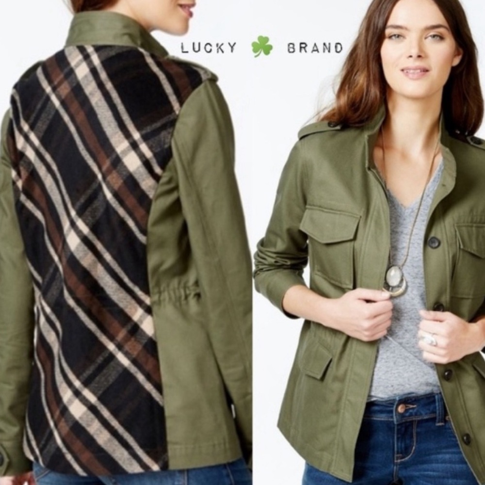 Lucky Brand Utility Jacket With Plaid Detailing